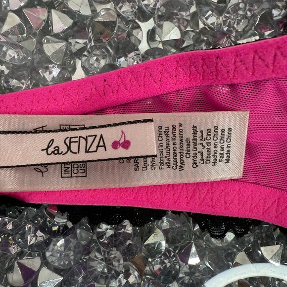 La SENZA bra bralette halter Lacie sexy neon Black and Pink Lace Bralette - Picture 8 of 14